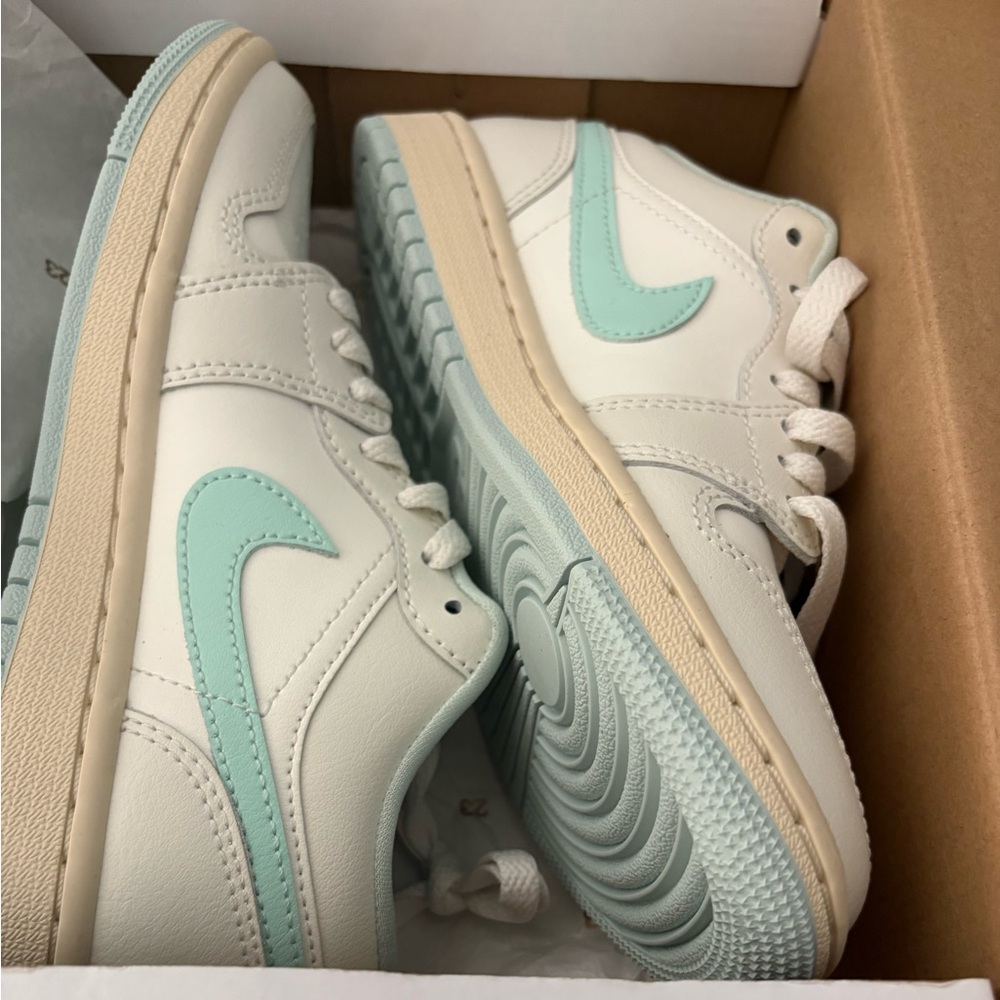 Nike Jordan White and Light Green Sneakers